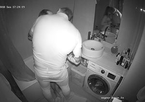 My friends don't suspect that I film fuck in the bathroom