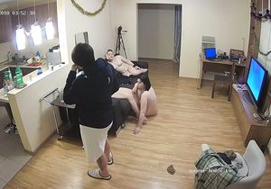 Naked girls organize home party under my hidden cam