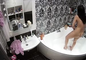My hidden footage of brunette who visits bathroom