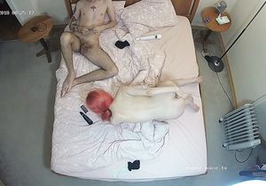 Redhead and her man relax naked after awesome sex