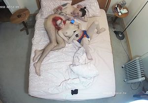 Redhead and her man relax naked after awesome sex