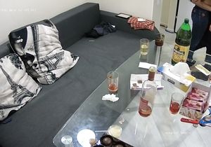 My friends organize at home party with pretty girls