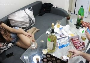 My friends organize at home party with pretty girls