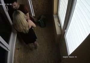 Blonde teen is caught with the cock in her mouth