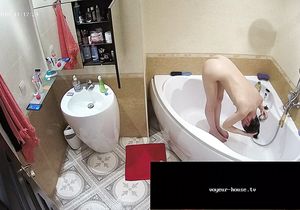 Skinny stepsister begins day by washing head in shower