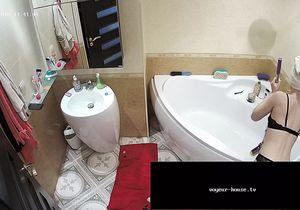 Skinny stepsister begins day by washing head in shower