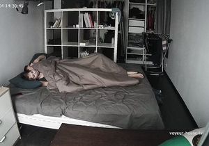 Aroused roommate sneakily fucks chick under blanket