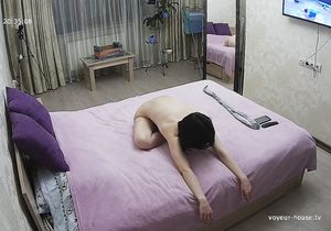 Eccentric roommate loves to do yoga without clothes