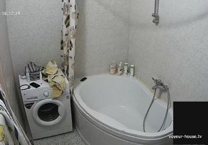 My sexy roommate begins morning by taking shower