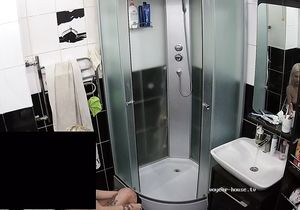 Blonde takes shower not suspecting that I spy on her