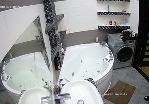 Brunette girl taking a bath is the reason for my boner
