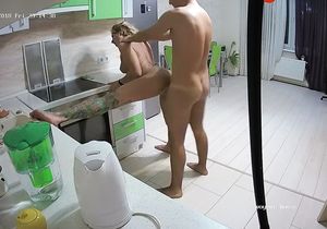 MILF didn't know about my cam and got fucked on kitchen table