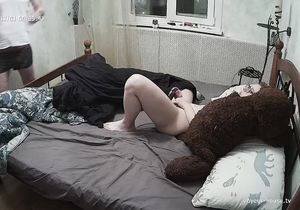 Chick tests the mettle of my friend masturbating next to him