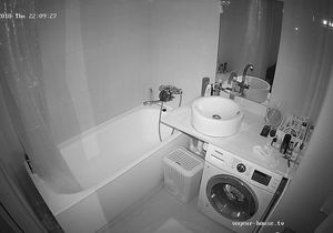 Hidden camera captures roommates and slut in bathroom
