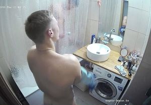 Hidden camera captures roommates and slut in bathroom