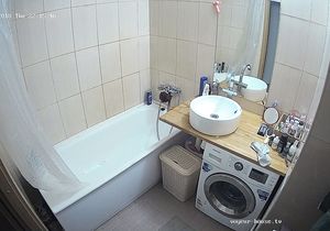 Hidden camera captures roommates and slut in bathroom