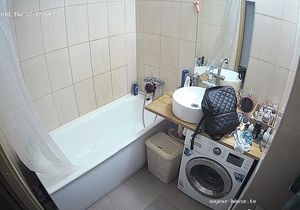 Hidden camera captures roommates and slut in bathroom