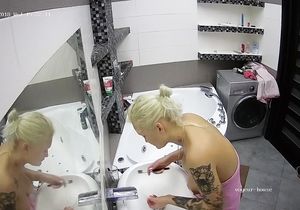 Buddy's girlfriend takes bath but I drool over her