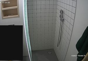 I stare at display while girl is taking a shower