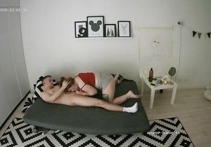 Girl gives me the view of her big ass riding on roommate
