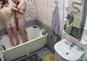 Cock gets hard as I see naked teen and guy in bathtub