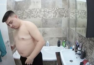 Girl and young man take bath together to save time