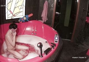 Two bewitching chicks naked in my bathroom on video