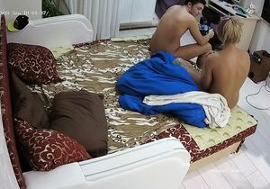 My naked neighbor couple is checking smartphones