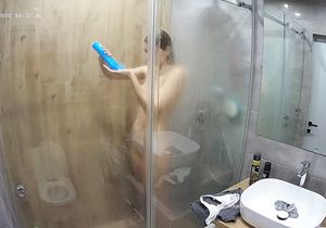 I have a cam in the shower room to peep on brunette