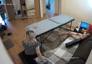My camera films how blonde is about to get massaged