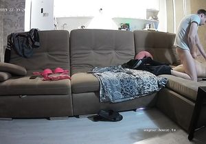 Boy in kitchen can't see GF masturbating but I do