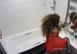 Loved girl in guard uniform helps tenant cum in bathroom