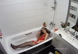 Loved girl in guard uniform helps tenant cum in bathroom