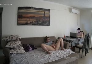 Being horny like my tenant I spy on her masturbating