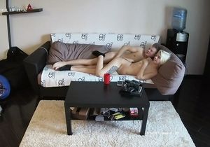 Excitement fills me when I watch naked couple lying on my couch