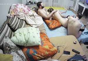 Big-assed bitch fucks two guys and poses for my camera